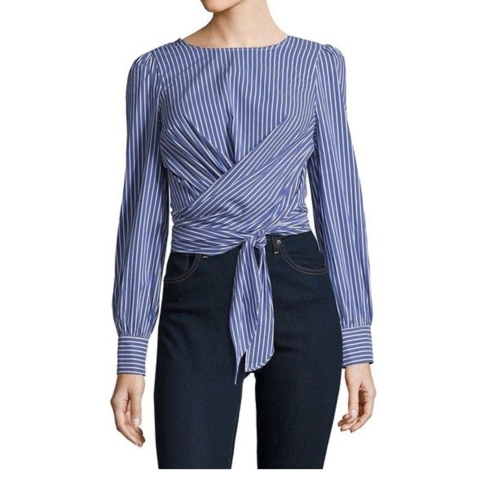 Blue Striped Women's Wrap Top